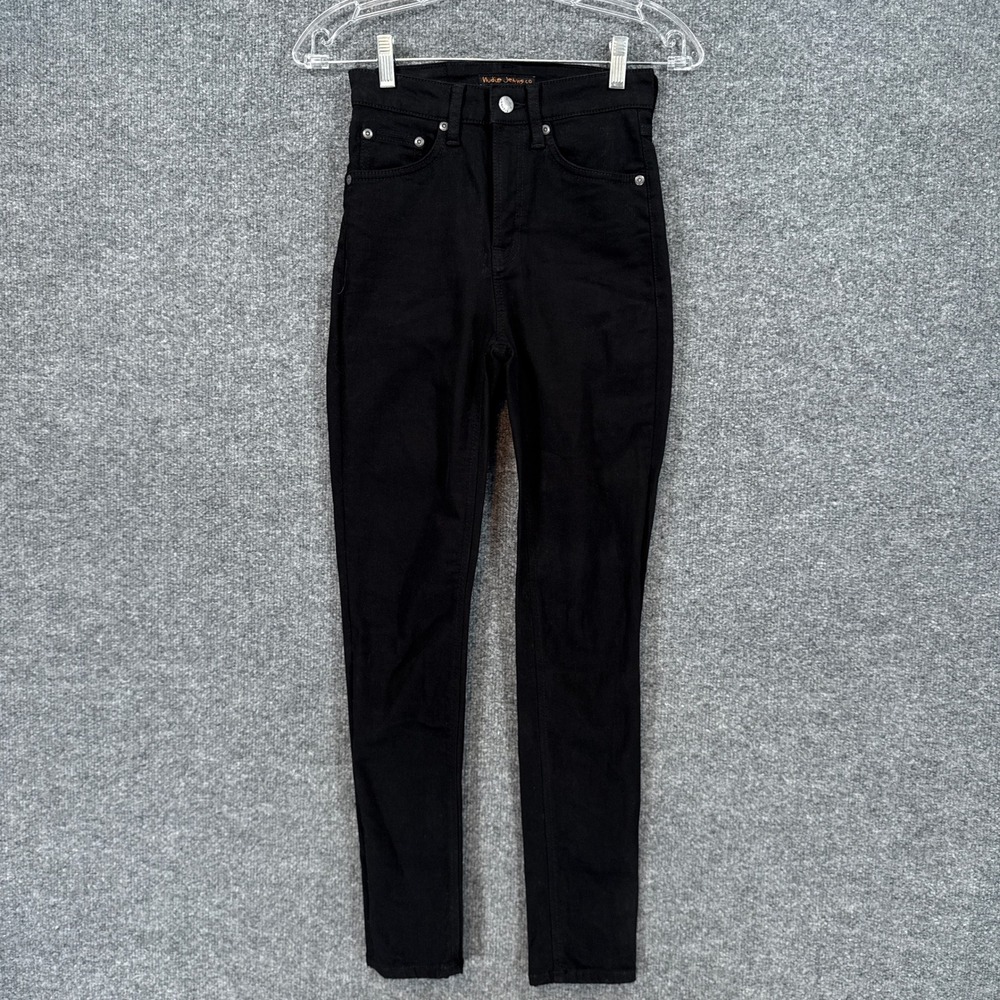 Nudie Jeans Skinny Lin Women 26 Black High Waist Denim Everyday Casual